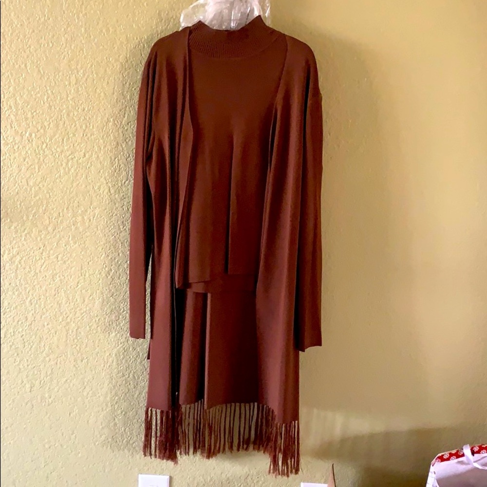 Full outfit set with top, pants, cardigan cover